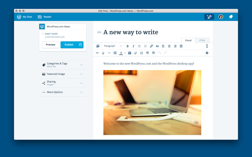 new wordpress admin interface