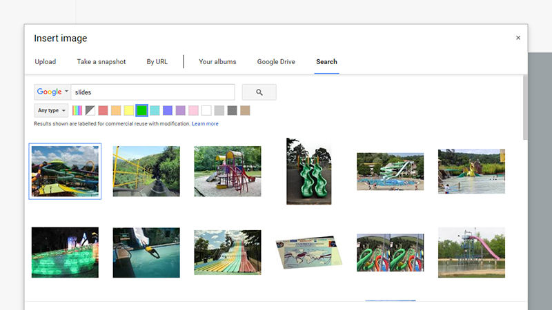 google docs image search by color